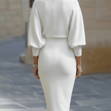 Alice | Vestido midi branco drapeado
