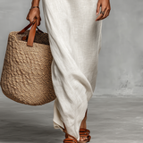 Vestido maxi minimalista em linho
