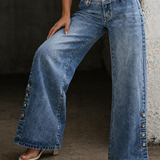 Mia | High Waist Slit Jeans
