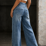 Mia | High Waist Slit Jeans