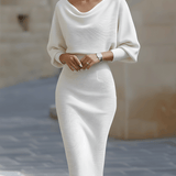 Alice | Vestido midi branco drapeado