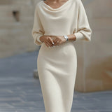 Alice | Vestido midi branco drapeado
