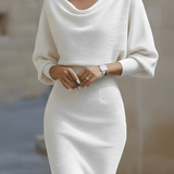 Alice | Vestido midi branco drapeado