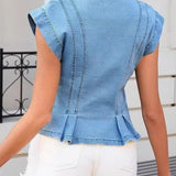 Viera | Top jeans com decote em V