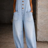 Sadie | Macacão jeans lavado vintage