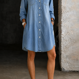Donna | Vestido casual elegante de camisa jeans