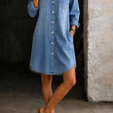 Donna | Vestido casual elegante de camisa jeans