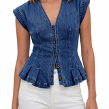 Viera | Top jeans com decote em V