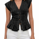 Viera | Top jeans com decote em V