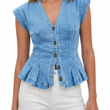 Viera | Top jeans com decote em V