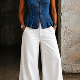 Viera | Top jeans com decote em V