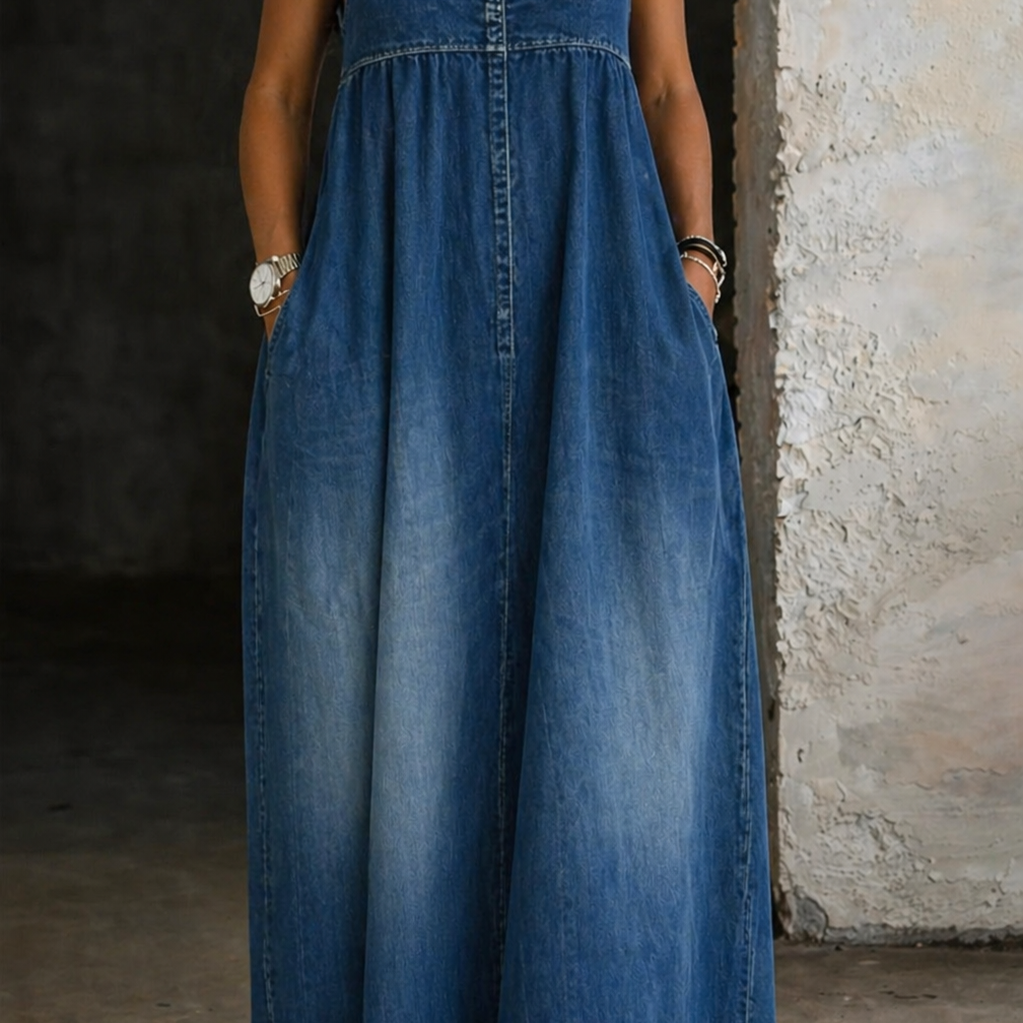 Veronica | Vestido de colete jeans solto