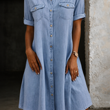 Patricia | Vestido Midi Casual Estilo Denim