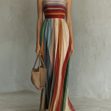 Vestido comprido e colorido sem mangas
