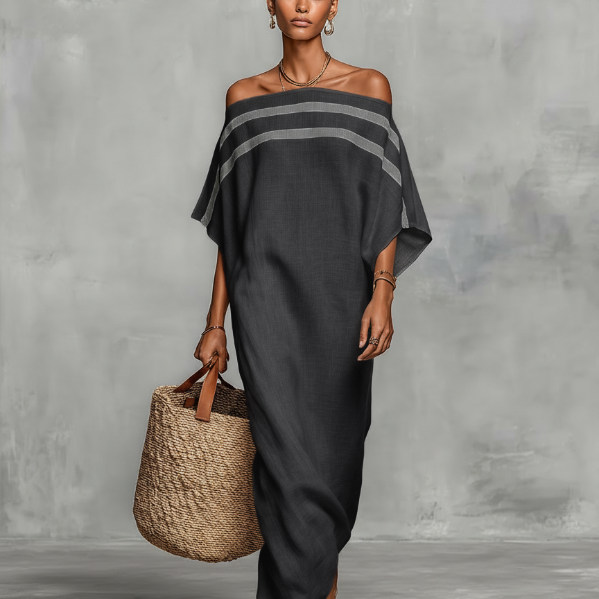 Vestido maxi minimalista em linho