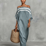 Vestido maxi minimalista em linho