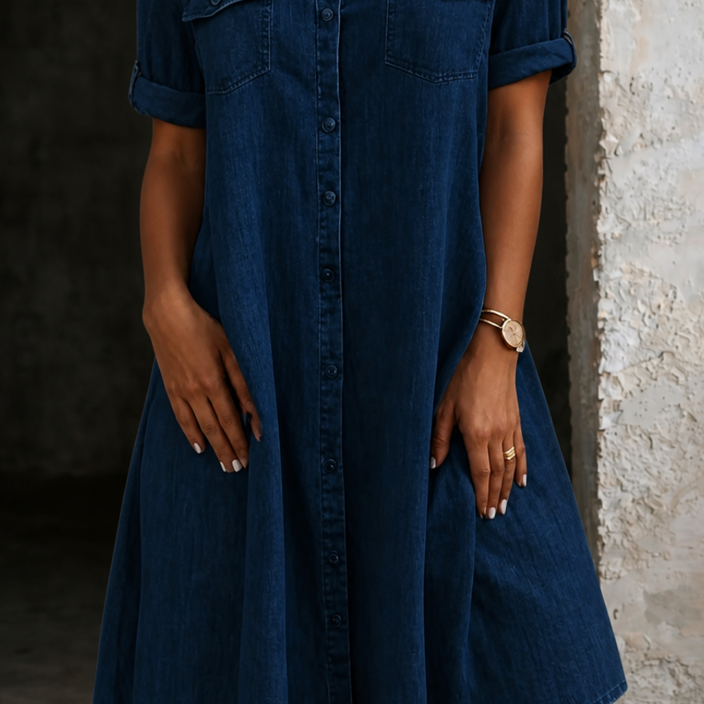 Patricia | Vestido Midi Casual Estilo Denim
