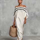 Vestido maxi minimalista em linho