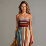 Vestido comprido e colorido sem mangas